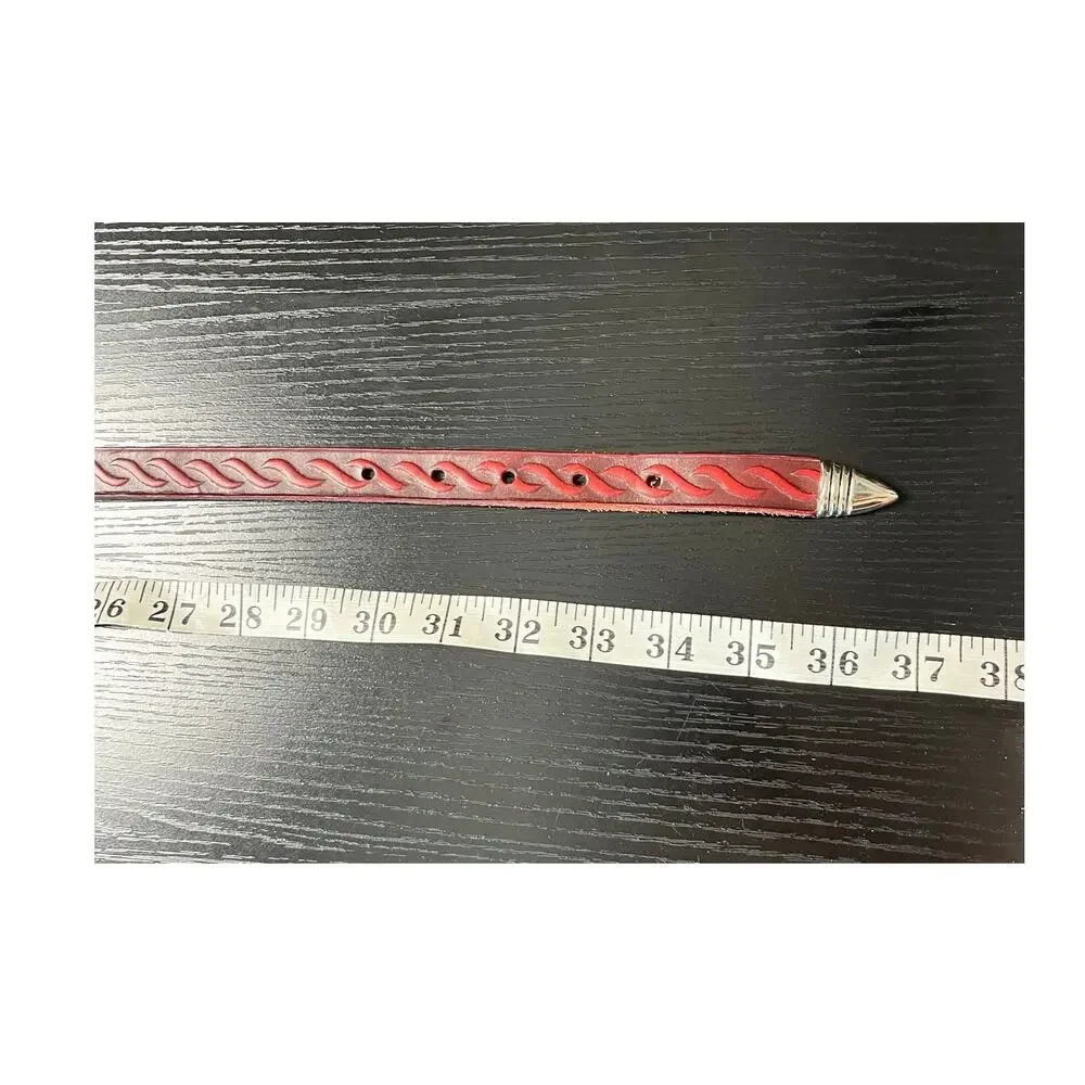 Unique Vintage Boho/Western Red Leather Belt